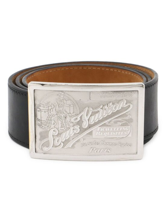 Louis Vuitton Ceinture Jeans Belt Leather Noir Black Silver 90 main image 6